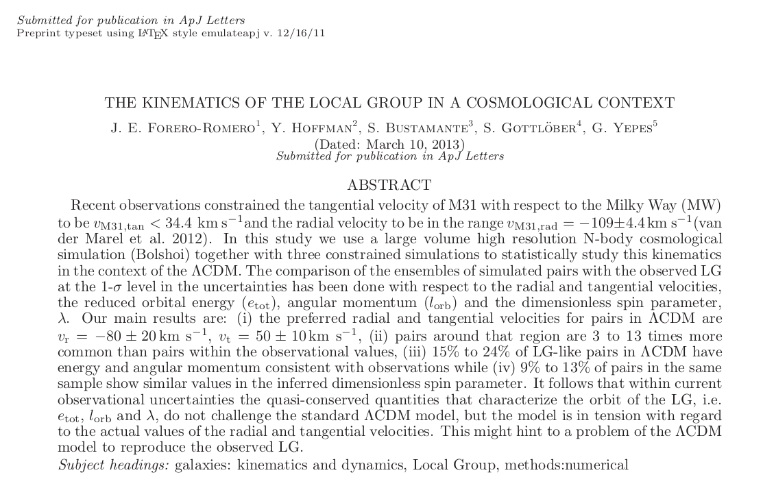 Local Group Kinematics Arxiv